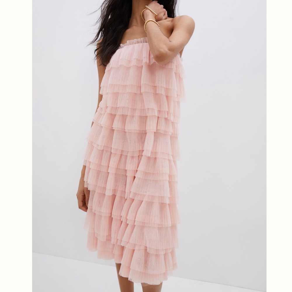NWT Anthropologie Pink One Shoulder Ruffled Sundress